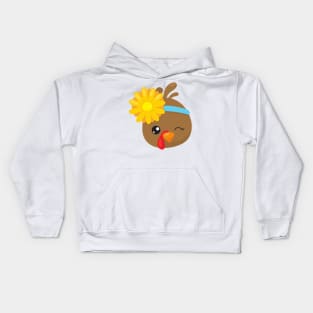 Thanksgiving Turkey, Brown Turkey, Sunflower Kids Hoodie